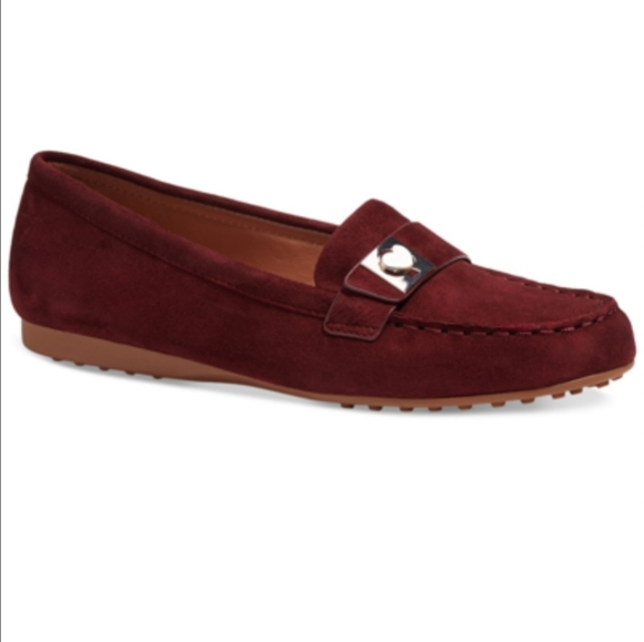 KATE SPADE NEW YORK Camellia Suede Loafers 'Dark Merlot' Burgundy Size 7.5 B - Picture 1 of 8